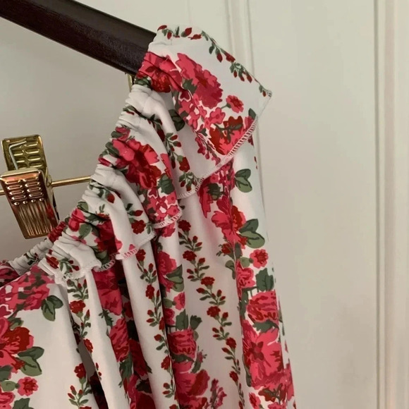 Smith & Quinn Floral Peplum Top with Ruffles Pink and White X Small - Picture 2 of 4